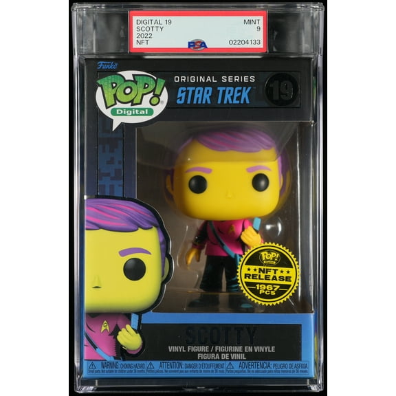 Star Trek, PSA Graded 9 MINT, Scotty Collectible Vinyl Figure #19, Fully Encapsulated Bundle with Compatible Funko Pop! PSA Hard Protector Case