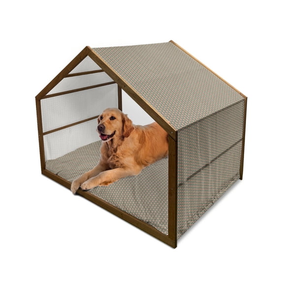 Abstract Pet House, Scales Tile Pattern in Retro Colors Rounded Motifs Influences, Outdoor & Indoor Portable Dog Kennel with Pillow and Cover, 5 Sizes, Multicolor, by Ambesonne