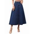 thumbnail image 2 of Women's A Line High Wasited Long Maxi Jean Below Knee Length Flared Midi Denim Skirts Skirt M, 2 of 9