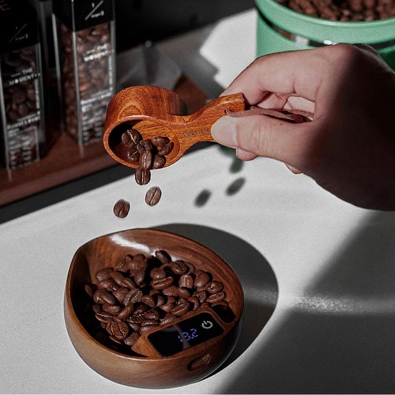 Coffee Scale Wood Acrylic Texture Coffee Weighing Tray for Coffee Enthusiasts