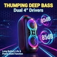 thumbnail image 4 of ABigDay Large Bluetooth Speaker 60W Peak, 85dB Big Party Speaker with Portable Handle, FM Radio, LED Light, TWS, Lightweight Wireless loud Speaker for Outdoor Patio, 4 of 14