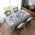 thumbnail image 4 of Blue Purple Boho Rectangle Tablecloth, Vintage Abstract Art Floral Ethnic Tribe Waterproof & StainResistant Tablecloth, Washable Oil-proof Table Cover for Dining/Party/Wedding/Camping/Buffet 52x70 In, 4 of 9