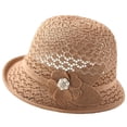thumbnail image 2 of Hfnxid Women's Rolled-Brim Bowler-Style Bucket Hat, Wool-Blend Teardrop-Crown Vintage Cabby Cap, Classic British Retro Floppy-Brim Dress Hat for Autumn, 2 of 5