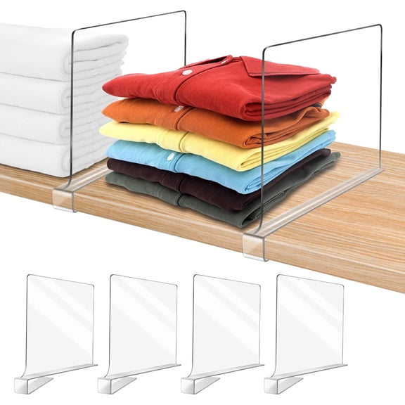 Acrylic Shelf Dividers for Closet Organization 6PCS Closet Shelf Divider Closet Dividers for Shelves Shelf Organizer for Closet Shelf Organizer for Wood Closet Separator Clear