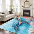 thumbnail image 2 of Blue Ocean Turtle Area&nbsp;Rug 8x10ft Nautical Watercolor Pink Orange Sea Coral Starfish Non-Slip&nbsp;Washable Square&nbsp;Rugs Soft Felt Indoor Floor Mat for Bedroom Kitchen Living Room Bathroom, 2 of 9