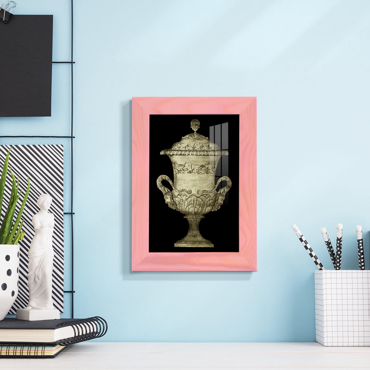 Garden Antiquities IV -Framed Print w/glass-Sunset Pink
