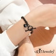 thumbnail image 2 of ‎555Jewelry 5mm Stainless Steel Puffed Heart Charm Box Chain T Toggle Clasp Bracelets for Women & Girls, 7.5 Inch, Black, 2 of 8