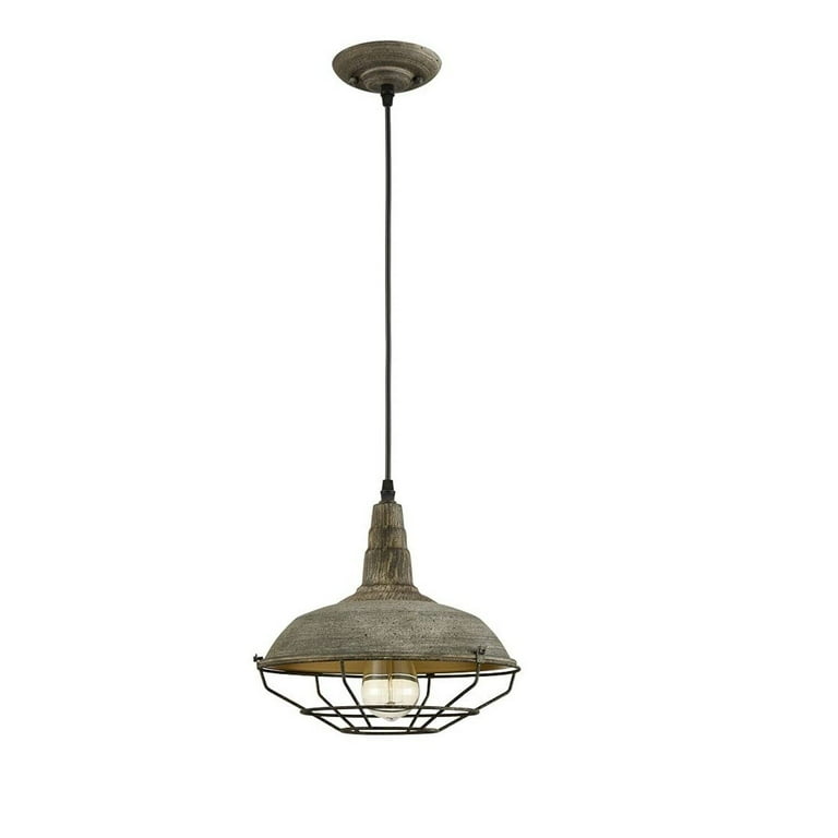 Claxy Distressed Cyan Pendant Light with Barn Shade Metal Cage