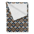 thumbnail image 2 of Boho Soft Flannel Fleece Throw Blanket, Borders Seamless Geometrical Pattern in Boho Art Style, Cozy Plush for Indoor and Outdoor Use, 70" x 90", Orange Blue and White, by Ambesonne, 2 of 5