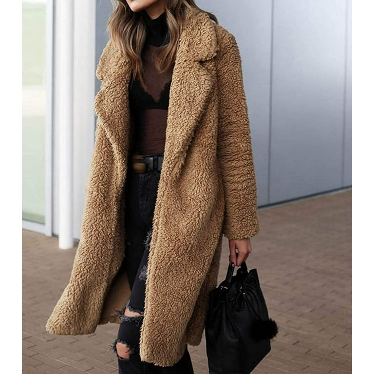Long fuzzy coat deals