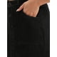 thumbnail image 5 of Falda de mezclilla con botones y dobladillo deshilachado H-Line hasta la rodilla para mujer INSPIRE CHIC, casual, color negro, talla S, 5 of 6