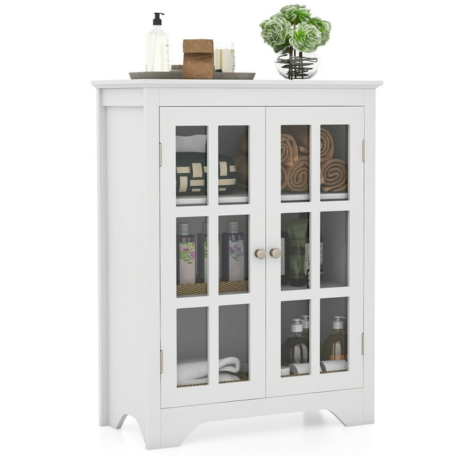 Costway Armoire de Salle de Bain avec Étagères Ajustables Blanc