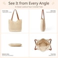 thumbnail image 4 of AOUNQ Boho Crochet Straw Beach Tote Bag for Women, Lightweight Foldable Woven Purse with Zipper for Summer Travel, 4 of 7