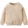 thumbnail image 4 of SOBOWO Toddler Baby Boy Girl Clothes Winter Solid Color Long Sleeve Pullover Sweatshirt Pants 2Pcs Fall Outfits Set Beige 4-5T, 4 of 7