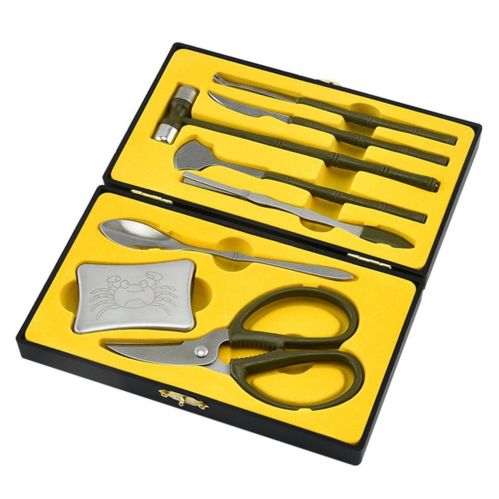 LUNA Crab Eating Tools Stainless Steel Crab Eating Tools Mahogany For Home Shelling Pliers