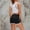 Black, variant on Plus Size Sweatpants Women Fitness Mid Waist Stretch Shorts Drawstring Sport Yoga Pants