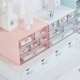 thumbnail image 5 of Desktop Drawer Organizer, Waterproof Dustproof Plastic DIY Combination Multi Layer Stackable Drawer Storage Case ,Striped Pink 2 Drawers, 5 of 5