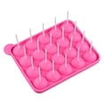 thumbnail image 1 of Molde para hacer estallar pasteles de silicona de 20 cavidades, bandeja con molde para hornear piruletas, molde de silicona para piruletas de 20 agujeros y 8 conectados, color rosa, 1 of 4