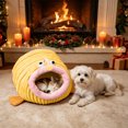 thumbnail image 6 of Sahpxhe Cat Bed, Angler Fish Shaped Warm Winter Plush Cave Pet Bed With Hanging Pom pom Toy For Indoor Cats And Small Dogs, 6 of 6
