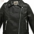 thumbnail image 3 of OGLCCG Boys Leather Jacket Kids Full Zipper Motorcycle Biker Jacket with Pockets Trendy Solid Color Cropped Faux Leather Coat 3-14 Years, 3 of 5