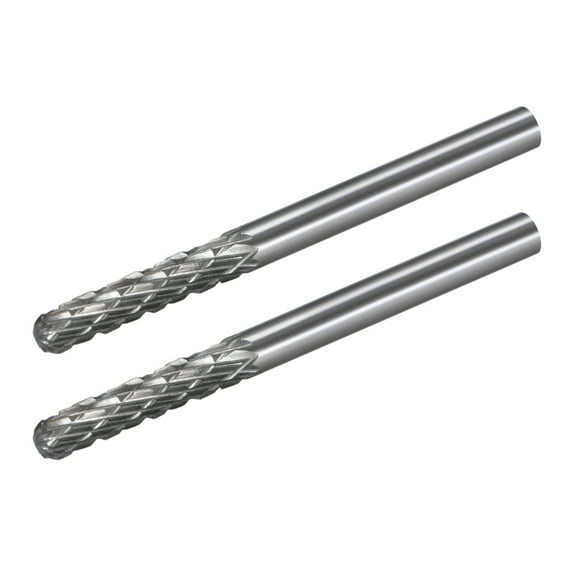 Fresas de carburo de doble corte, fresas rotativas en forma de cilindro, diámetro del vástago de 1/8", cabeza de 1/8", 2 piezas