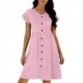 thumbnail image 6 of Eawtki Women's V Neck Ruffle Sleeve Button Front Midi Dress Pockets A Line Casual Dress For Work Party Daily Wear, 6 of 6