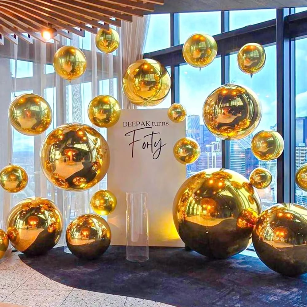 4D Foil Holographic Round Balloons Party Decoration for Birthday Valentine Baby Shower Christmas Bachelor Party Decor