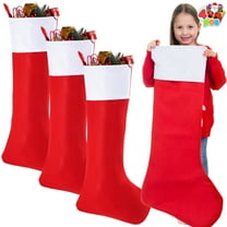 Joyfy 4 Pcs 38" Jumbo Felt Christmas Stockings, Giant Christmas Stocking Red and White Large Christmas Stocking for Family Holiday Season Decorations