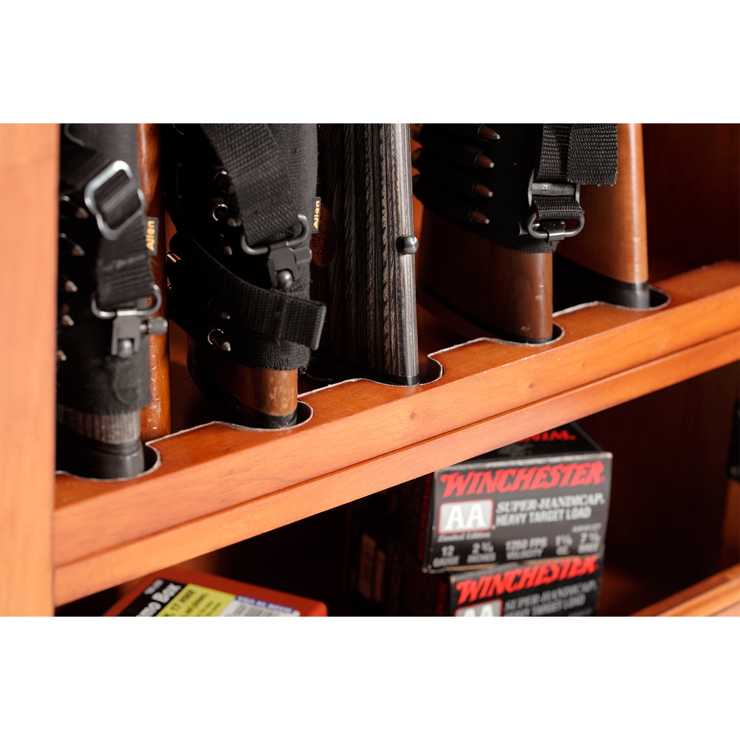 American Furniture Classics Model 724-10, 10 Gun Key Lock Wooden Storage Display Cabinet