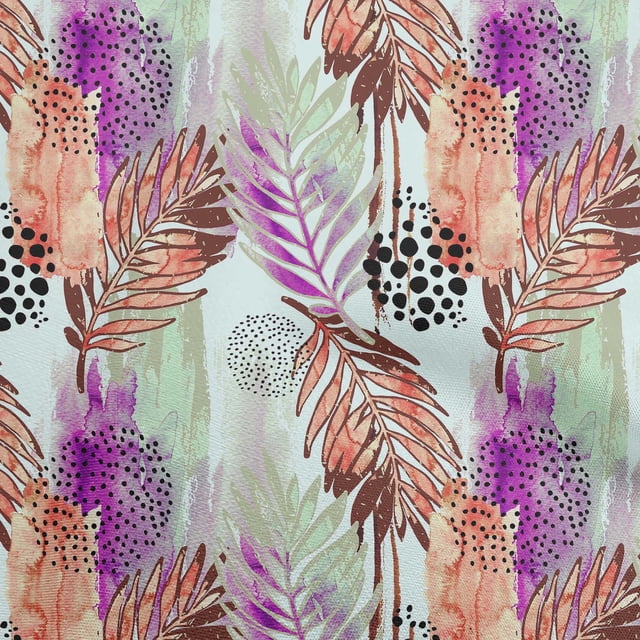 oneOone Tissu Georgette Viscose Pêche Feuilles Matériel de Robe Tissu Imprimé Tissu au Mètre 42 Pouces de Large-R5