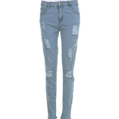 - Men's Straight Denim Jeans Pants Trousers Slim Ripped Jean Skinny Biker Pants