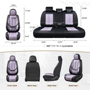 Coverado Black&Purple Car Seat Covers Full Set, Waterproof Premium Leather Front and Back Seat Protectors, Luxury Auto Interior Accessories, Universal Fit Most Cars Sedan SUVs Pick-up Trucks