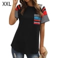thumbnail image 1 of Camiseta de mujer Camiseta de manga corta con estampado de rayas Camiseta casual de verano, Negro, XXL tholdsy AP001701-05, 1 of 5