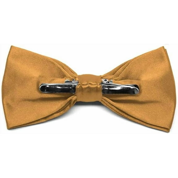TieMart Adult Clip-On Bow Tie, Antique Gold
