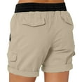 thumbnail image 5 of Simua Women's Summer Cargo Shorts Color Blcok Multi Pocket Drawstring Elastic Waist Shorts, 5 of 8