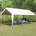 thumbnail image 4 of Lzbeitem 10x20 ft Heavy Duty Steel Carport Storage Boat Shed Canopy Garage Car Shelter Portable Party Tent with Window Sidewalls Doors, White, 4 of 9