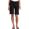 thumbnail image 1 of Bermudas para mujer, pantalones cortos hasta la rodilla, cintura baja, cordón en la cintura, bolsillo con solapa, pantalones cortos, moda 2023, cordón negro, grande, 1 of 5