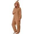 thumbnail image 6 of Xinsrenus Women's Cute Fleece Hooded Jumpsuit Loose Long Sleeve Warm Loungewear Fall Winter Casual Sleepwear, 6 of 7