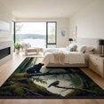 thumbnail image 3 of ODIKA 9'x12' Washable Area Rug Fishing Forest Print Perch Wildlife Border Cabin Motif Motifs for Master Suite, California King, Under Bed, Non-Shedding, Easy Care, 3 of 7