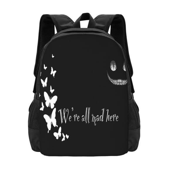 Alice In Wonderland Themed Backpack Fashion Travel Backpack Laptop Backpack 16 Inch Simple And Large Capacity