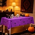 thumbnail image 5 of Halloween Tablecloth with Spiderweb Design - Waterproof Plastic - 107.87x53.94in - Black & White, 5 of 6