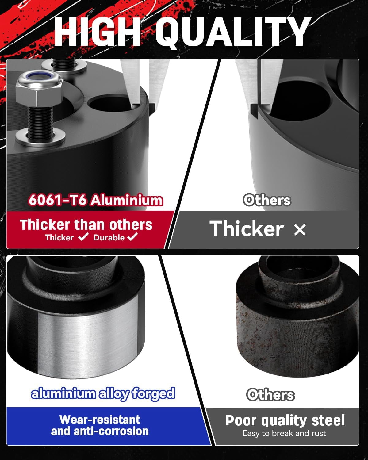 Richeer 3" Front and 2" Rear Leveling Lift Kits for 2009-2025 Ram 1500 4X4 4WD/AWD,2020-2025 Ram 1500 2WD/RWD, 3 Inch Front Strut Spacers and 2 Inch Rear Lift Spacer for 2009-2025 Ram 1500 Lift Kits
