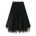 thumbnail image 2 of SWSMCLT Women's Layered Asymmetrical Tulle Skirts Tea Length Long Skirt Chiffon Tutu Mesh Midi High Waisted Black One Size, 2 of 5