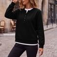 thumbnail image 3 of cocolona Womens Sweatshirts no Hood Crew Neck Patchwork Casual Long Sleeve Button Trendy Pullover Sweatshirts, 3 of 6