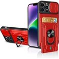 thumbnail image 1 of Funda con anillo deslizante para iPhone, carcasa con ranura para tarjeta de grado militar, 14, 13, 12 Pro Max, XR, X, 8, 7 Plus, SE Fivean unisex, 1 of 2