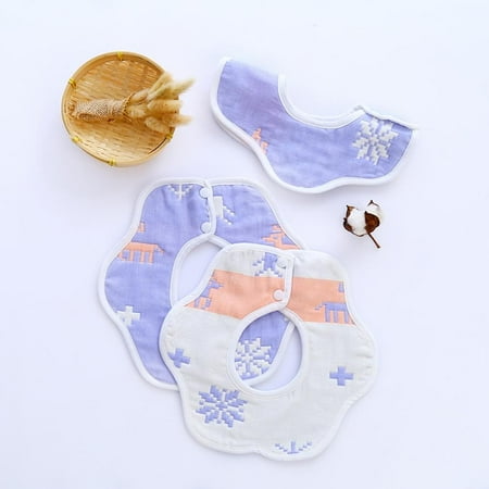

GOODLY Baby Petal Bibs 360-Degree Rotating Multicolor Cotton Soft Absorbent with 6 Layers of Gauze Infant Apron Burp Cloths Feeding Bibs
