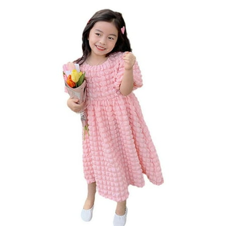 

Bullpiano 1-5T Toddler Girls Summer Tutu Dresses Kids Casual Puff Short Sleeve Party Dress