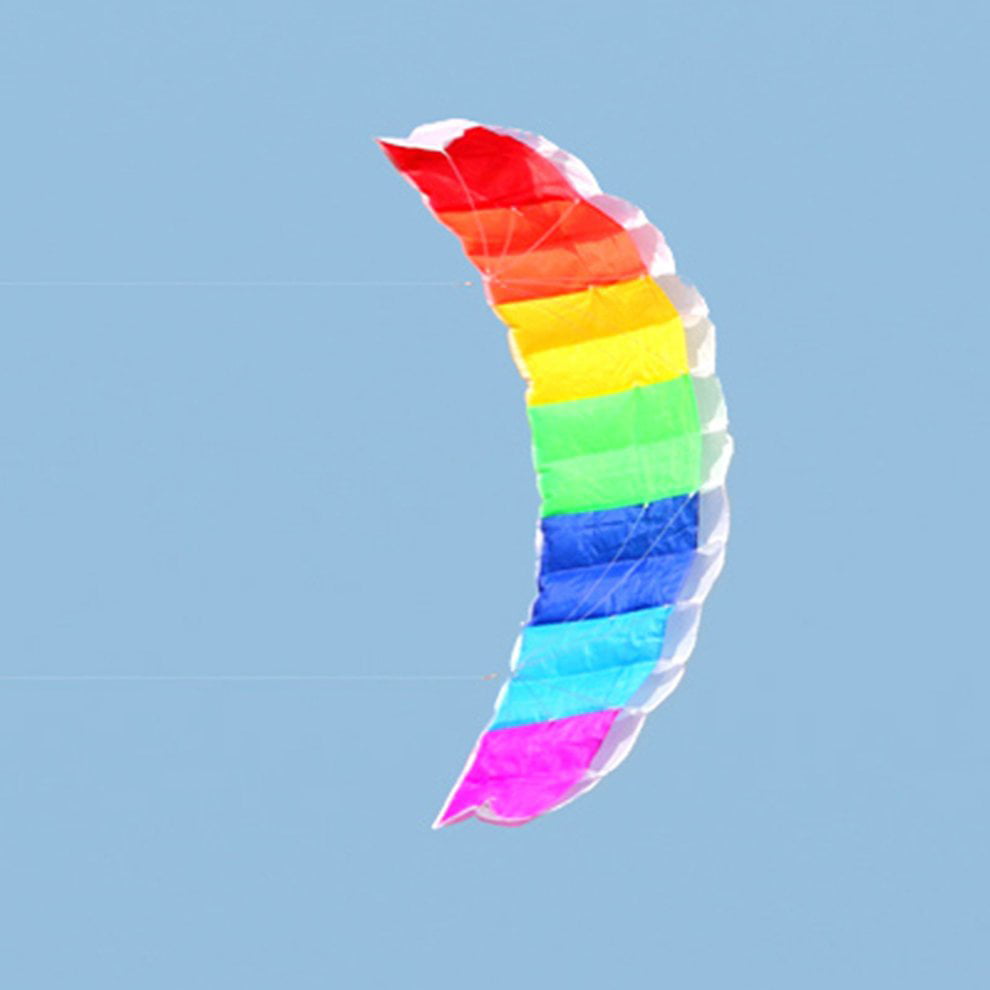 Stunt Power Kite Beach Sea Surfing Parafoil Winder Rainbow Parachute Outdoor
