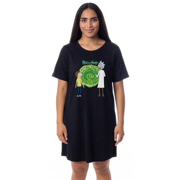 Rick and Morty Womens' TV Show Series Portal Nightgown Sleep Pajama Shirt