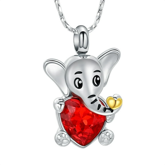 Crystal Elephant Urn Necklaces for Ashes With Heart Birthstone Cremation Memorial Keepsake Ashes Jewelry Gifts for Women Men